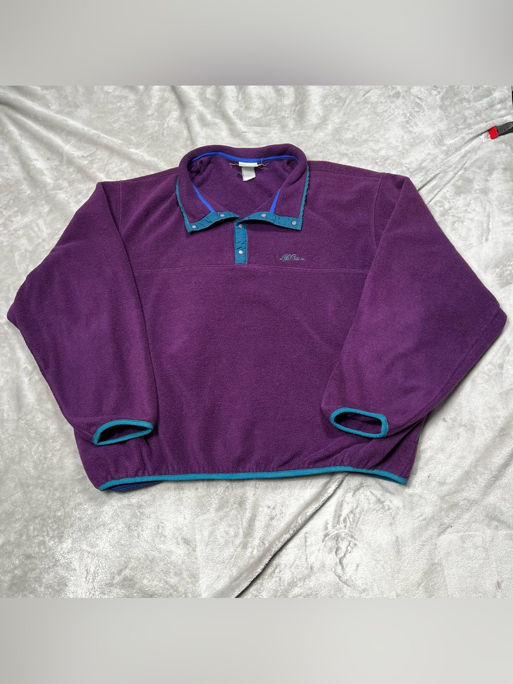 Vintage LL Bean 1/4 Snap Fleece Mens 3XL Purple Sweater Jacket Pullover 90s